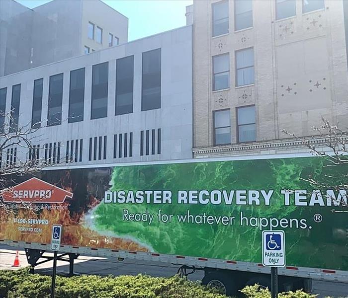 image of SERVPRO Disaster Recovery Team trailer parked in Downtown Youngstown