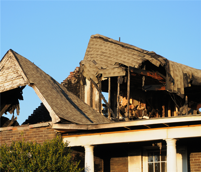 Fire damaged home.